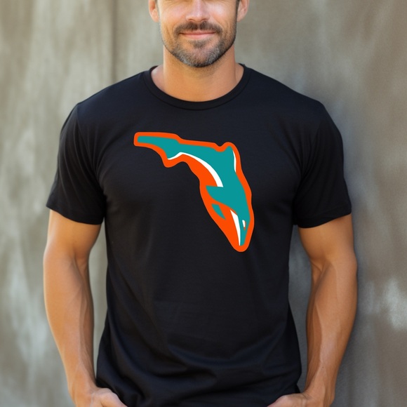 Florida Fins, Miami Football themed Soft Ringspun Preshrunk Cotton T-Shrink - Picture 1 of 2